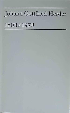 Johann Gottfried Herder : 1803 - 1978. Inter Nationes