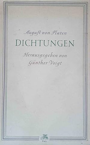 Bild des Verkufers fr Dichtungen. August von Platen. Hrsg. von Gnther Voigt zum Verkauf von Logo Books Buch-Antiquariat