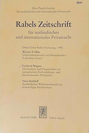 Bild des Verkufers fr Rabels Zeitschrift - fr auslndisches und internationales Privatrecht Dritte Ernst-Rabel-Vorlesung 1992 zum Verkauf von Logo Books Buch-Antiquariat