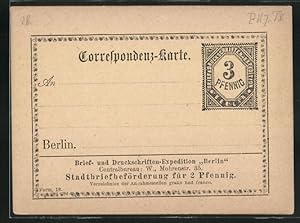 Ansichtskarte Berlin, Karte der Brief- und Druckschriften-Expedition Berlin, 3 Pfennig