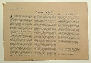 Image du vendeur pour A review cutting 'Around Galleries' by N.A.D.W, from Punch November 10 1948. Includes a review of Patrick Heron's show at The Redfern Gallery. mis en vente par Roe and Moore