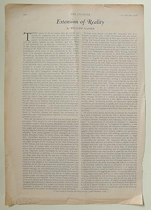 Seller image for Review clipped from the Listener, 15 January 1936. A review 'Extension of Reality' by William Plomer of 'A Short History of Surrealism' by David Gascoyne. for sale by Roe and Moore