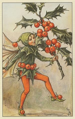 Holly Fairy Of Flower Fairies Of The Autumn Old Book Postcard