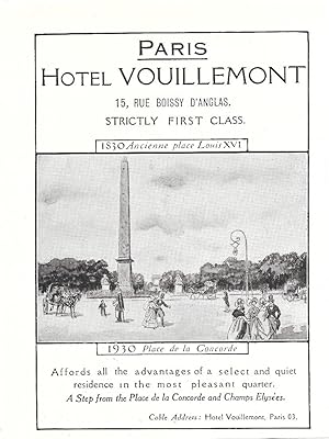 Immagine del venditore per Hotel Voullemont, Paris. Pubblicita 1930 venduto da libreria biblos