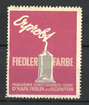 Imagen del vendedor de Reklamemarke Fiedler Farbe, Dr. Karl Fiedler, Ilgenstein, Farbtube a la venta por Bartko-Reher