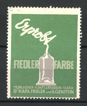 Imagen del vendedor de Reklamemarke Fiedler Farbe, Dr. Karl Fiedler, Ilgenstein, Farbtube a la venta por Bartko-Reher