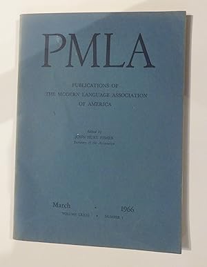 Seller image for PMLA LXXXI: Publications of The Modern Language Association of America for sale by St Marys Books And Prints