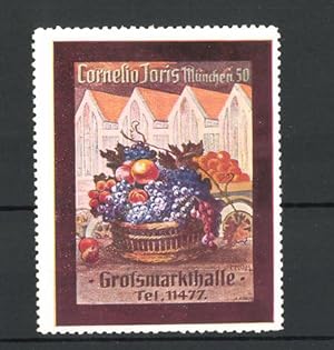 Seller image for Künstler-Reklamemarke Grossmarkthalle für Obst, Früchte Cornelio Joris, München, Obstkorb, Hallen for sale by Bartko-Reher