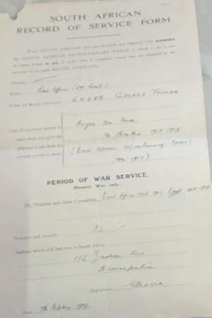 SOUTH AFRICAN RECORD OF SERVICE FORM - PERIOD OF WAR SERVICE (Present War only.)