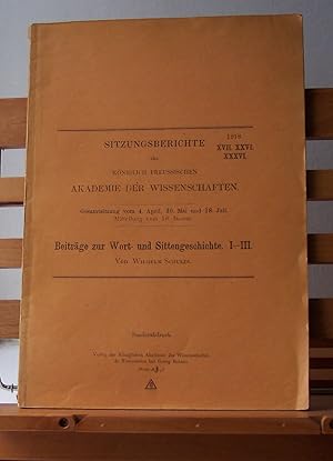 Beitrage zur Wort- und Sittengeschichte. I-III.