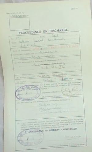 ORIGINAL DOCUMENT: PROCEEDINGS ON DISCHARGE WORLD WAR I CERTIFICATE