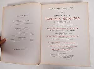 Seller image for Collection Antony Roux: catalogue des importants tableaux modernes et aquarelles. for sale by Mullen Books, ABAA