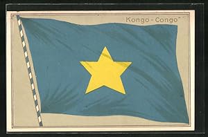 Präge-Ansichtskarte Kongo-Congo, Nationalfahne des Landes