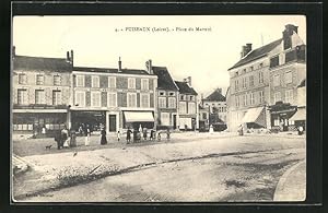 Carte postale Puiseaux, Place du Martroi