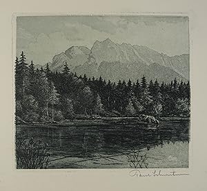 Radierung "Bergsee", rechts unten eigenhändig mit Bleistift signiert; um 1935, 13 x 14,5 cm (28 x...