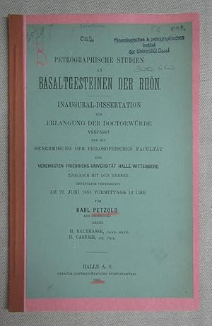 Petroraphische Studien an Basaltgesteinen der Rhön. Inaugural-Dissertation Friedrichs-Universität...