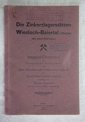 Die Zinklagerstätten Wiesloh-Baiertal i. Baden. Dissertation Ruprecht-Karls-Universität Heidelberg.