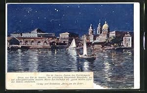 Seller image for Künstler-Postcard Rio de Janeiro, Teilansicht bei Nacht for sale by Bartko-Reher