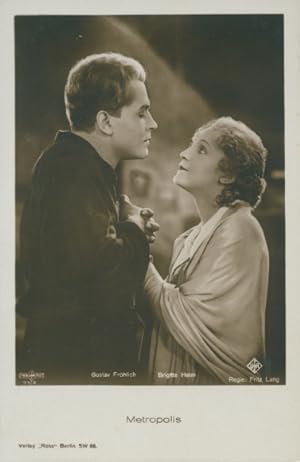 Ansichtskarte / Postkarte Metropolis, Fritz Lang, Schauspieler Gustav Fröhlich, Brigitte Helm, UF...