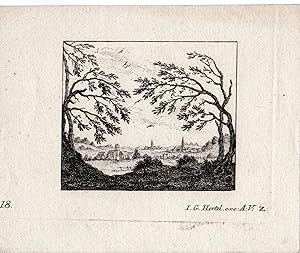 Bild des Verkufers fr Antique Master Print-VILLAGE-VIEW-LANDSCAPE-Hertel-C. 1750 zum Verkauf von Pictura Prints, Art & Books