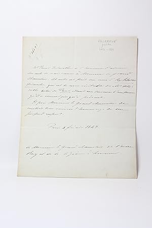 Lettre autographe au chancelier de la légion d'honneur sur son pseudonyme de peintre