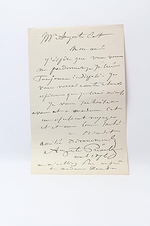 Lettre autographe signée au peintre Pierre Auguste Cot