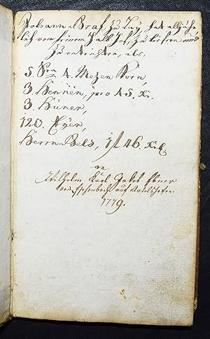 Deutsche Handschrift auf Papier von Johann Brasch (?) zu Lay.