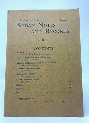 Sudan Notes and Records Volume 1 No. 1