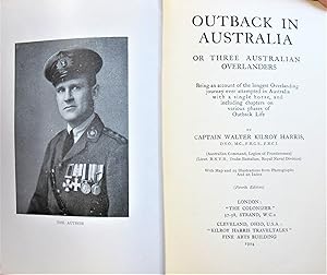 Bild des Verkufers fr Outback in Australia. Or Three Australian Overlanders. Inscribed to Byron Harmon zum Verkauf von Ken Jackson