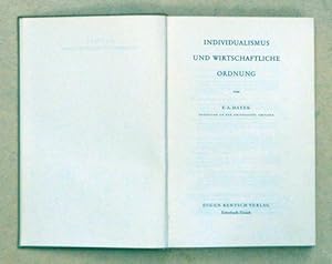 Bild des Verkufers fr Individualismus und wirtschaftliche Ordnung. zum Verkauf von antiquariat peter petrej - Bibliopolium AG