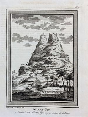 Adams Peak. Eindruck von Adams Fuße auf der Spitze des Geburges. Original Kupferstich um 1764