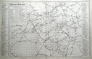 Antique Map LONDON & SUBURBS RAILWAY MAP, G.Bacon Original c1870