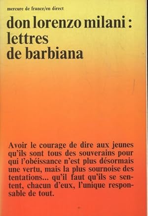 Immagine del venditore per Lettres de Barbiana - Don Lorenzo Milani venduto da Book Hmisphres