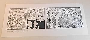 "R.F.D.": Cleaning out the pumpkin gut. ORIGINAL DAILY COMIC STRIP ART by MIKE MARLAND, additiona...