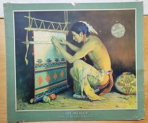 Original Advertising Card for the Santa Fe Railway: "The Hopi Weaver," Indian-detour Country