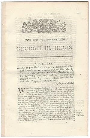 DEBT OF ABRAHAM GOLDSMID AND PARTNERS ACT (1812). An Act to provide for the more complete and eff...