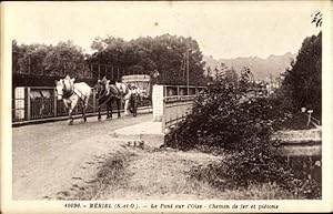 Ansichtskarte / Postkarte Meriel Val dOise, Le Pont sur l'Oise, Chemin de fer et piétons
