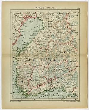 Antique Map-FINLAND-RUSSIA-BALTIC SEA-Kuyper-1882