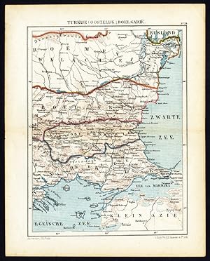 Antique Map-EAST TURKEY-BULGARIA-ASIA MINOR-RUMANIA-BLACK SEA-Jacob Kuyper-1880