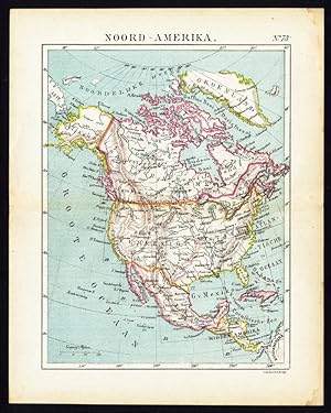 Antique Map-NORTH AMERICA-UNITED STATES-USA-CANADA-MEXICO-Jacob Kuyper-1880