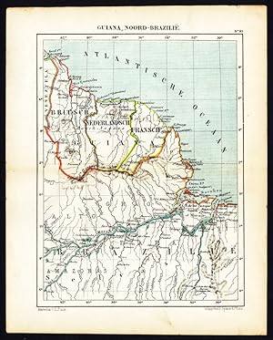 Antique Map-SOUTH AMERICA-GUYANA-GUIANA-SURINAME-BRAZIL-Jacob Kuyper-1880