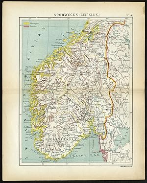 Antique Map-SCANDINAVIA-SOUTHERN NORWAY-Jacob Kuyper-1880