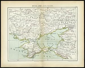 Antique Map-SOUTHERN RUSSIA-CRIMEA-BLACK SEA-Jacob Kuyper-1880