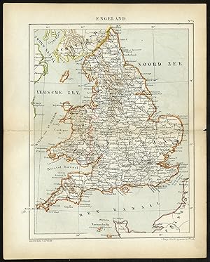 Antique Map-ENGLAND-UNITED KINGDOM-UK-WALES-GREAT BRITAIN-Jacob Kuyper-1880