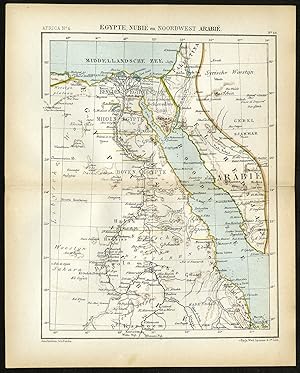 Antique Map-AFRICA-EGYPT-NUBIA-NORTHWEST ARABIA-SUDAN-Jacob Kuyper-1880