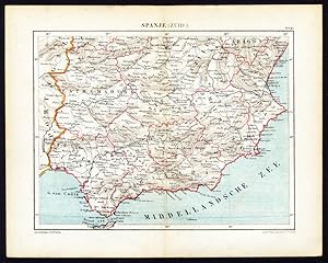 Antique Map-SPAIN-SOUTH-GIBRALTAR-Jacob Kuyper-1880