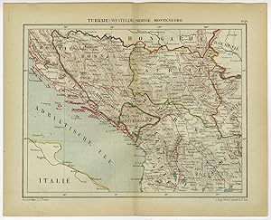 Antique Map-BOSNIA-SERVIA-MONTENEGRO-ALBANIA-Kuyper-1882