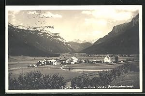 Bild des Verkufers fr Ansichtskarte Waidring, Ortsansicht mit Sonnenwand und Berchtesgadnerberge zum Verkauf von Bartko-Reher