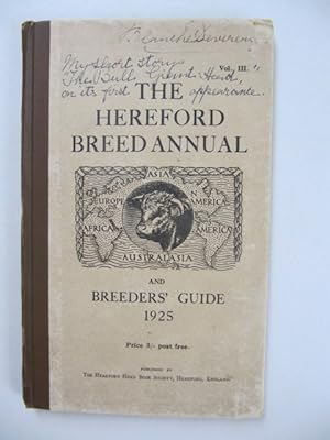 Hereford Breed Annual and Breeders' Guide 1925. Plus 4 Original Pen and Ink Drawings for One of t...