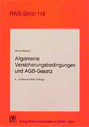 Bild des Verkufers fr Allgemeine Versicherungsbedingungen und AGB-Gesetz. zum Verkauf von Antiquariat Thomas Haker GmbH & Co. KG